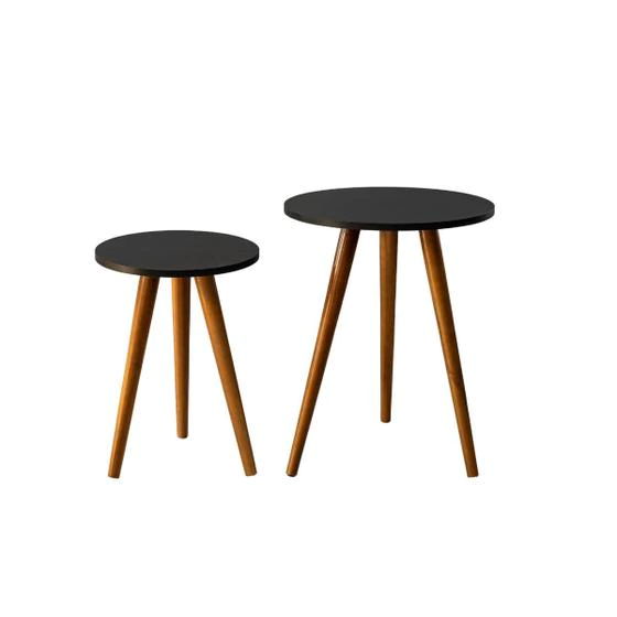 Mesa Redonda de Canto Lateral Retro Pe Palito