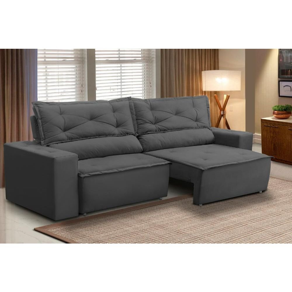 Sofa Retratil e Reclinavel 2 lugares Livia Suede Cinza